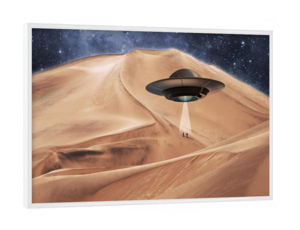 Poster mit weißem Rahmen "ALIEN DESERT ABDUCTION" artboxONE - Galaxy