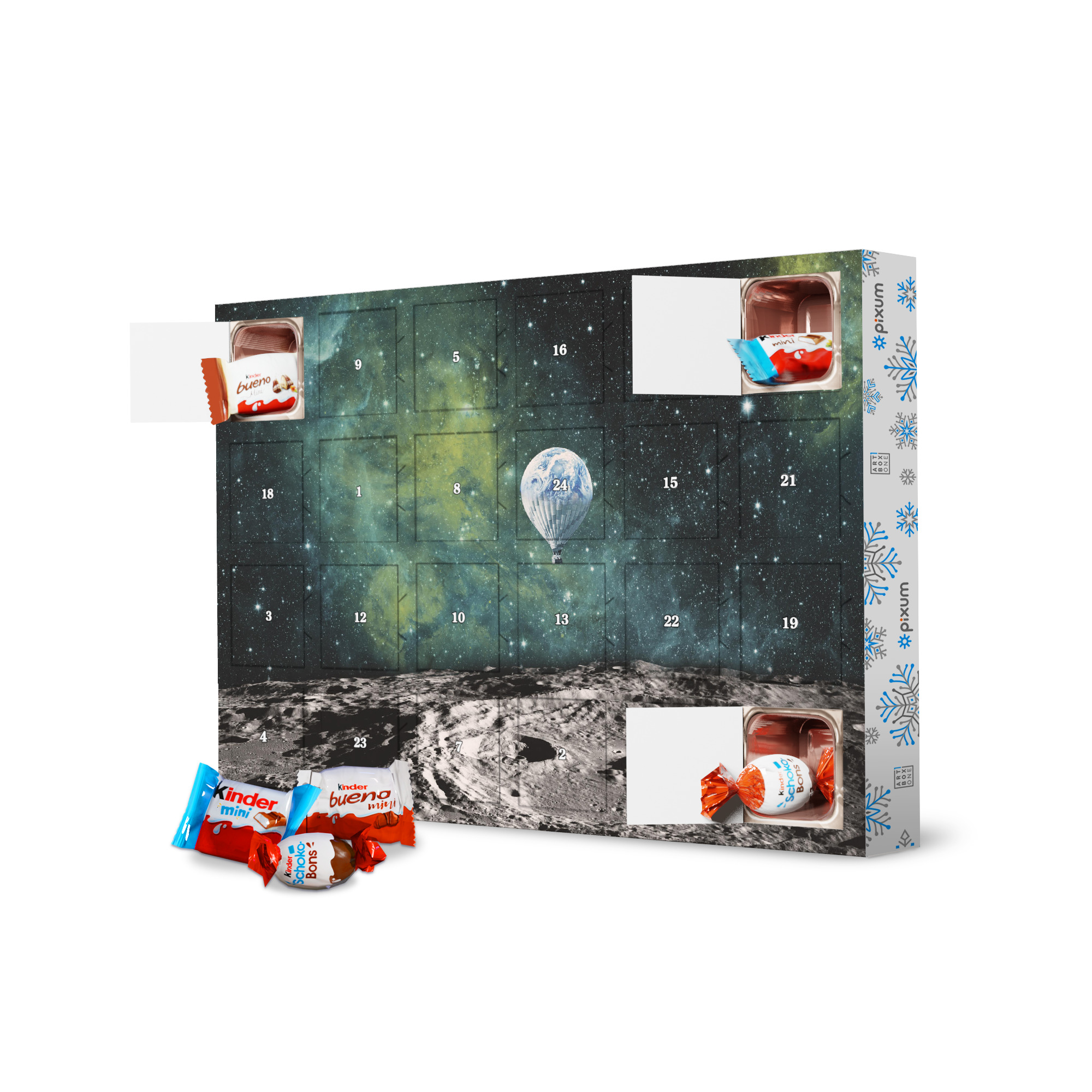 Adventskalender mit Produkten von Kinder FLOATING THROUGH SPACE artboxONE Adventskalender Galaxy