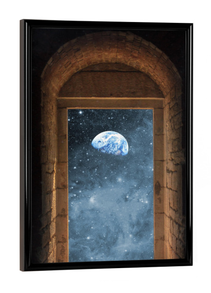 Poster mit schwarzem Rahmen "DOOR TO THE UNIVERSE" artboxONE - Reise,Galaxy
