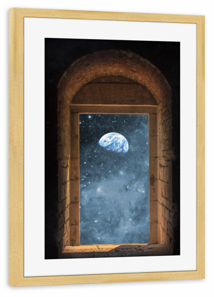 Poster mit Rahmen kiefer "DOOR TO THE UNIVERSE" artboxONE - Reise,Galaxy