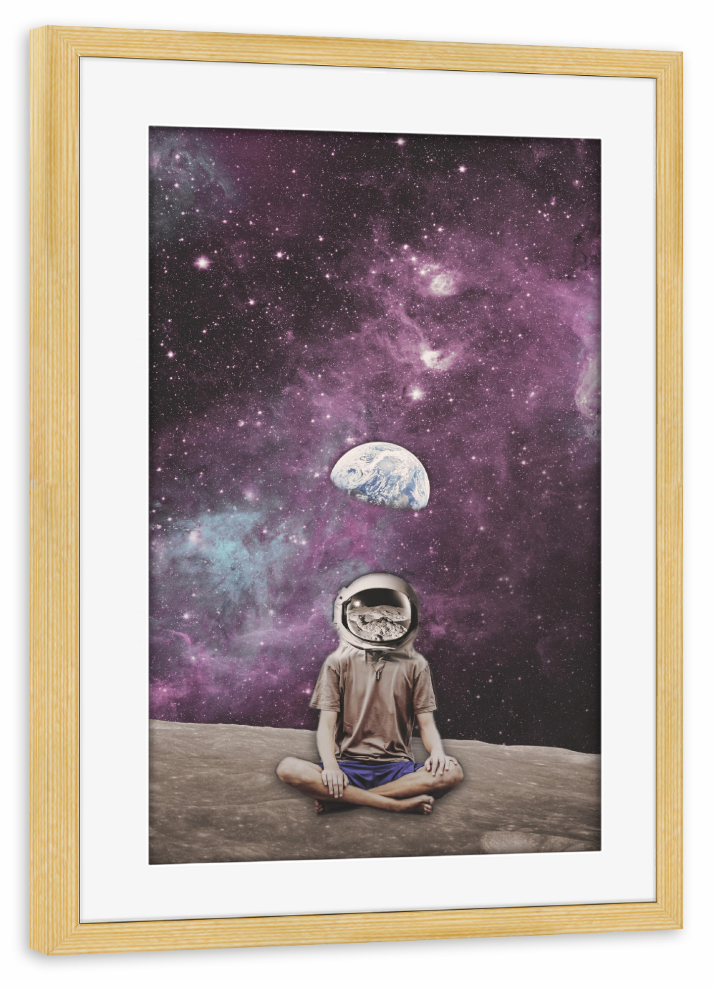 Poster mit Rahmen kiefer "PSYCHONAUT UNIVERSE MEDITATION" artboxONE - Reise,Galaxy