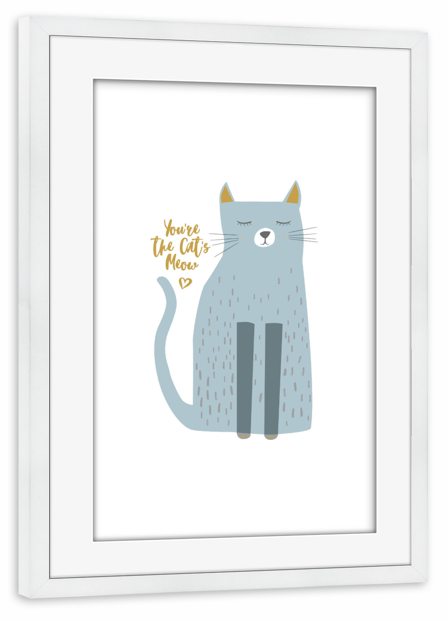 Poster mit Rahmen weiß "You're the Cat's Meow" artboxONE - Typografie,Für Kinder,Tiere