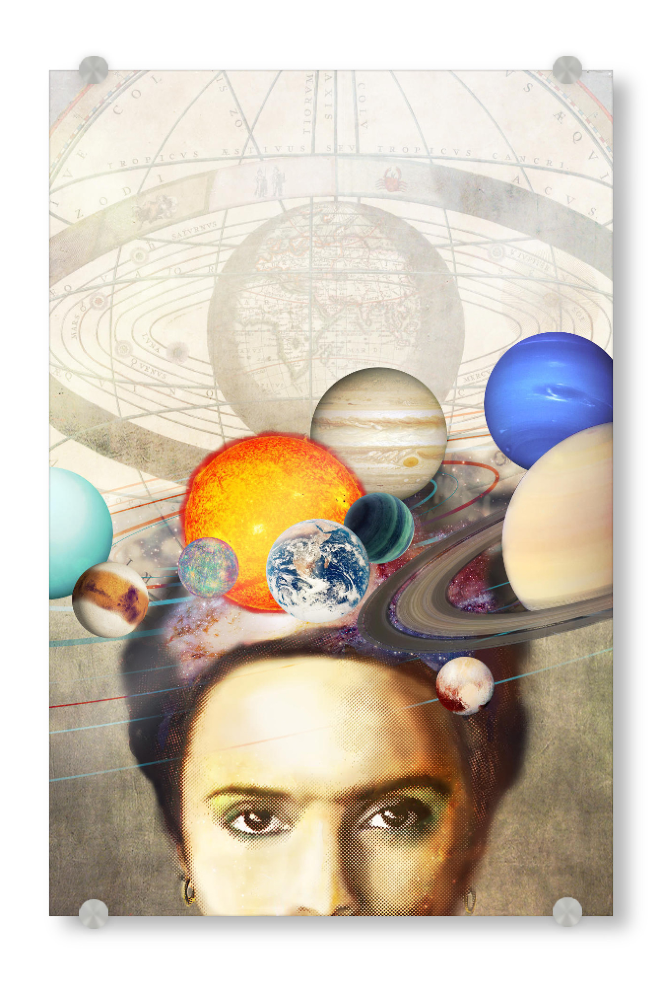 Acrylglasbild "Frida In Space" artboxONE - Menschen,Galaxy