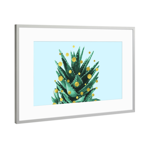 Poster mit Rahmen Silber "Christmas Succulent" artboxONE - Weihnachten - Succulent,Desert,Christmas,Gold,Star,Holiday