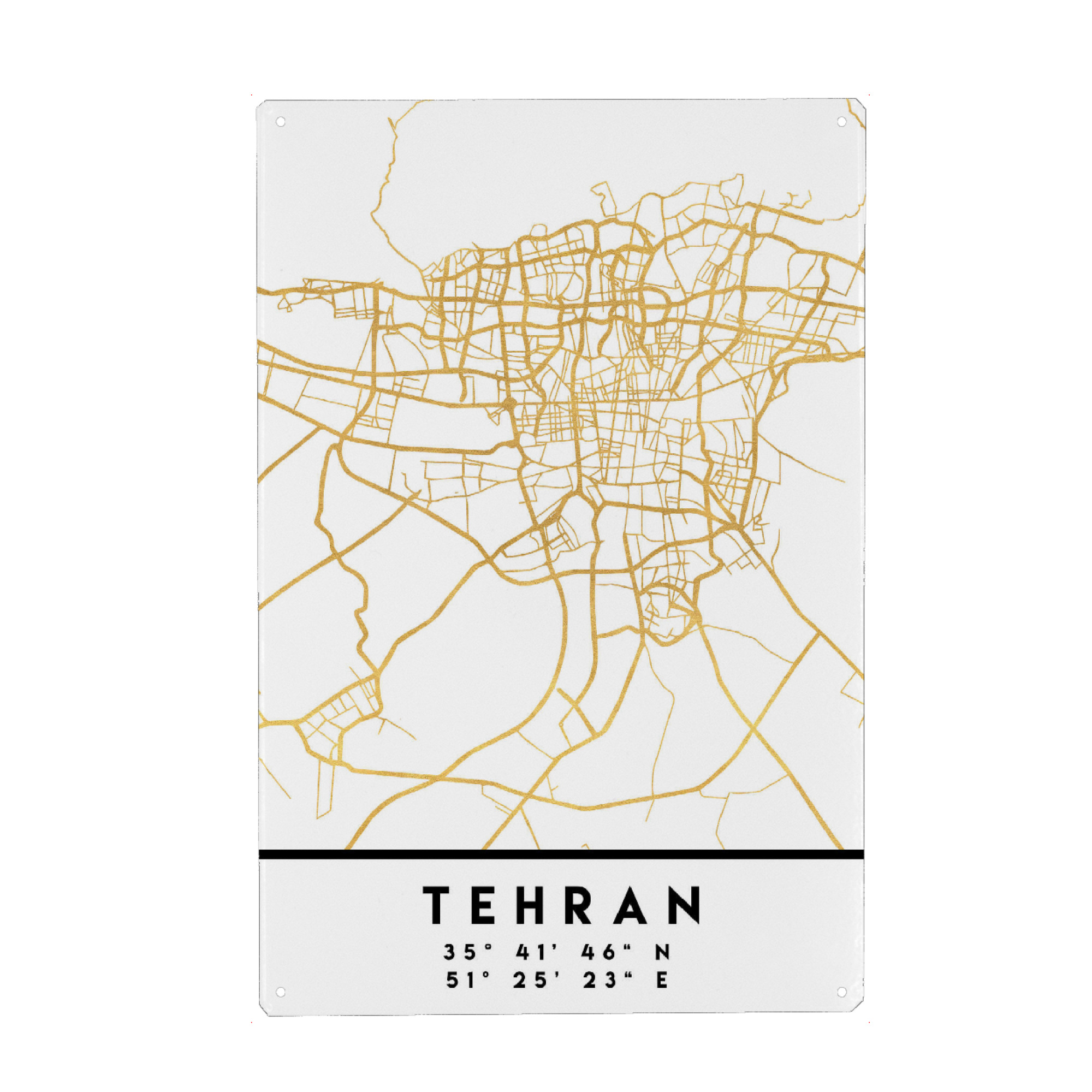 Metall Poster "TEHRAN IRAN STREET MAP ART" artboxONE - Städte,Reise,Kartografie