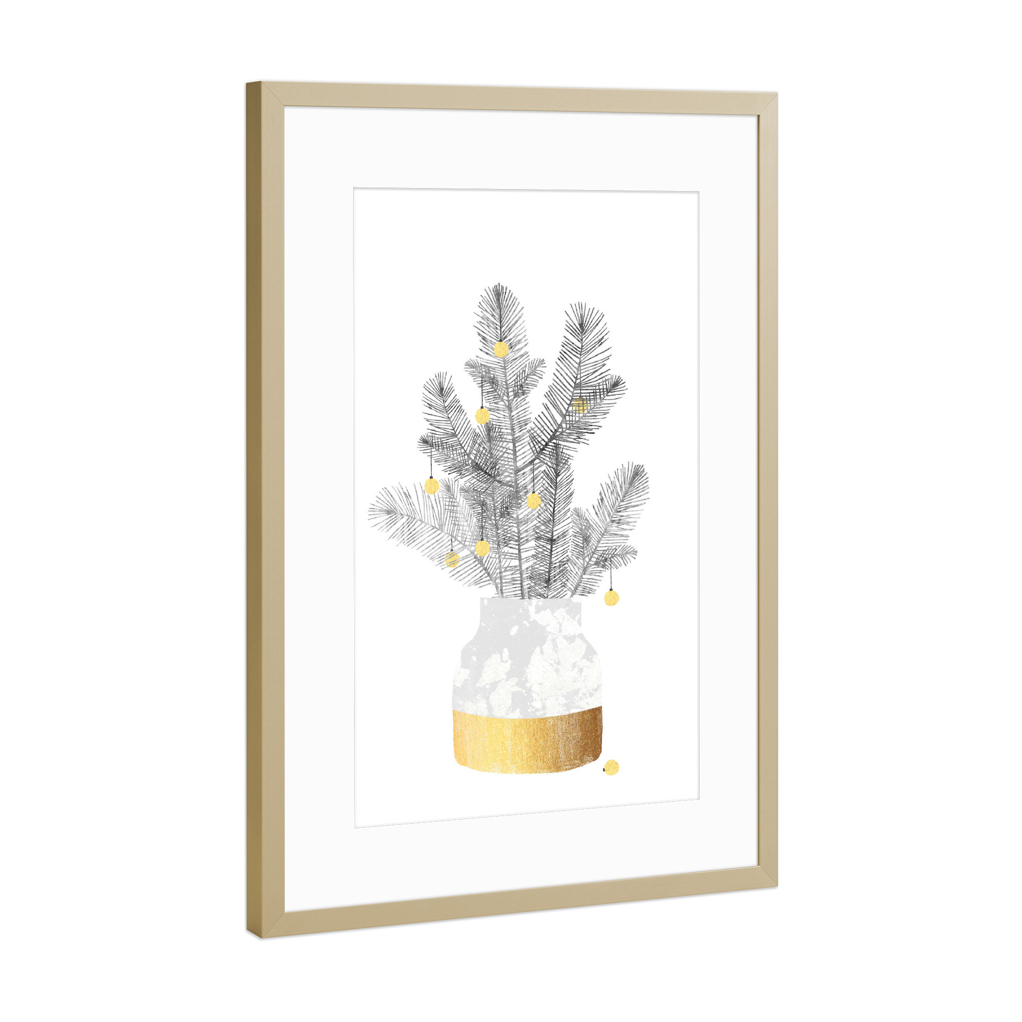 Poster mit Rahmen Gold "Urban Christmas 1" artboxONE - Typografie,Floral,Weihnachten
