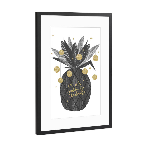 Poster mit Rahmen Schwarz (Metallic) "Suddenly Christmas" artboxONE - Typografie,Weihnachten,Essen & Trinken / Obst & Gemüse