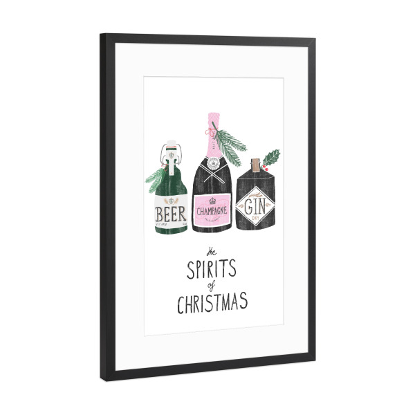 Poster mit Rahmen Schwarz (Metallic) "Spirit of Christmas 4" artboxONE - Typografie,Essen & Trinken,Weihnachten,Essen & Trinken / Alkohol