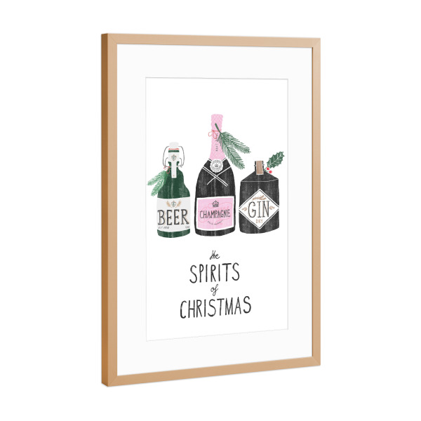 Poster mit Rahmen Kupfer "Spirit of Christmas 4" artboxONE - Typografie,Essen & Trinken,Weihnachten,Essen & Trinken / Alkohol