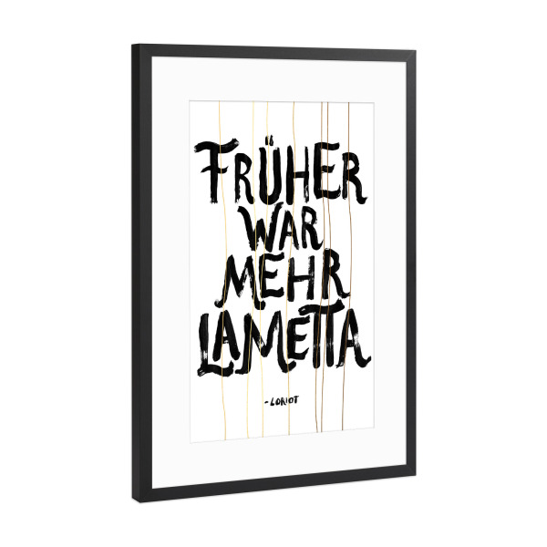 Poster mit Rahmen Schwarz (Metallic) "Mehr Lametta" artboxONE - Typografie,Weihnachten