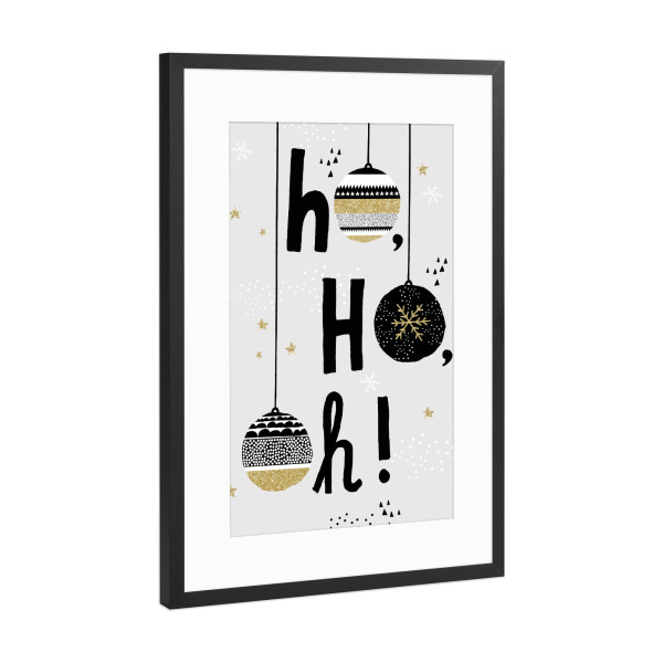 Poster mit Rahmen Schwarz (Metallic) "Ho ho Oh" artboxONE - Typografie,Weihnachten