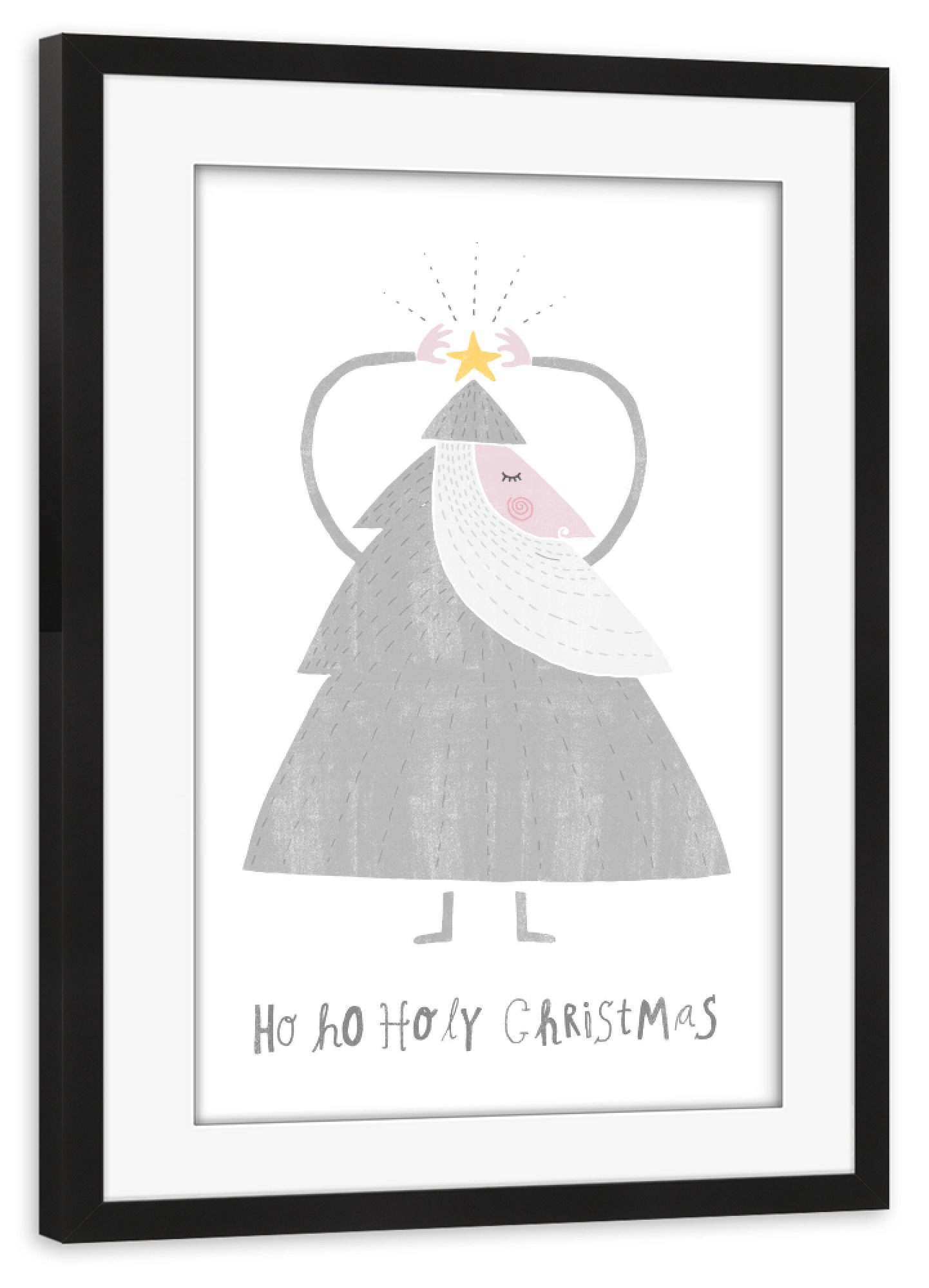 Poster mit Rahmen schwarz "Ho Ho Holy Christmas" artboxONE - Typografie,Weihnachten