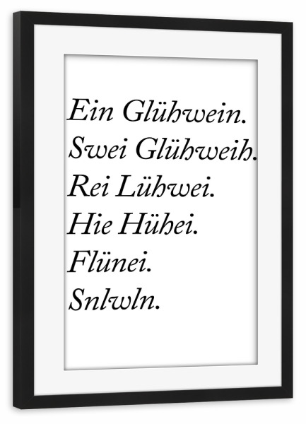 Poster mit Rahmen schwarz "Glühwein" artboxONE - Typografie,Essen & Trinken,Weihnachten,Essen & Trinken / Alkohol