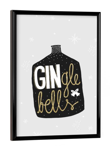 Poster mit schwarzem Rahmen "GINgle Bells" artboxONE - Typografie,Essen & Trinken,Weihnachten,Essen & Trinken / Alkohol