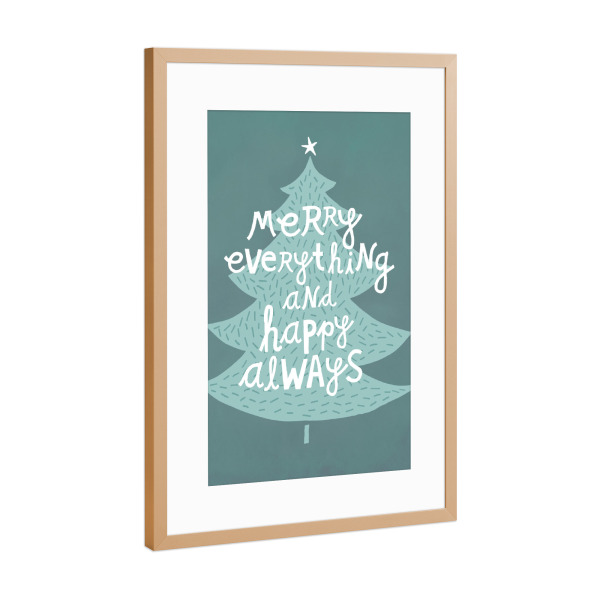 Poster mit Rahmen Kupfer "Die Tanne sagt 1" artboxONE - Typografie,Weihnachten