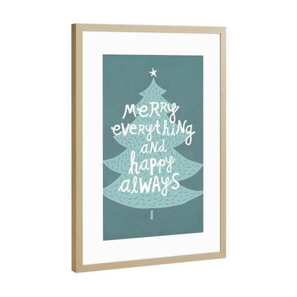 Poster mit Rahmen Gold "Die Tanne sagt 1" artboxONE - Typografie,Weihnachten