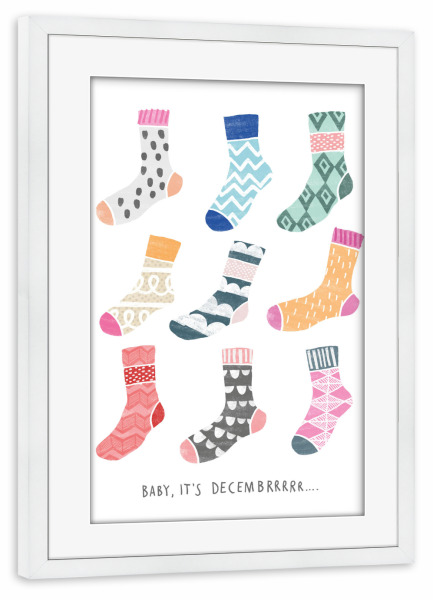 Poster mit Rahmen weiß "Brrright Christmas 3" artboxONE - Typografie,Weihnachten