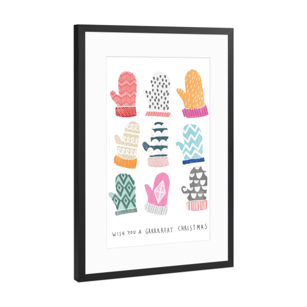 Poster mit Rahmen Schwarz (Metallic) "Brrright Christmas 2" artboxONE - Typografie,Weihnachten