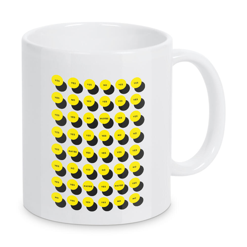Tasse "Yes-No-Maybe" artboxONE - Typografie,Geometrie - Punkte,Ja,Nein,Vielleicht,Geometrisch,Typografie,Kreis,Kreise,Muster