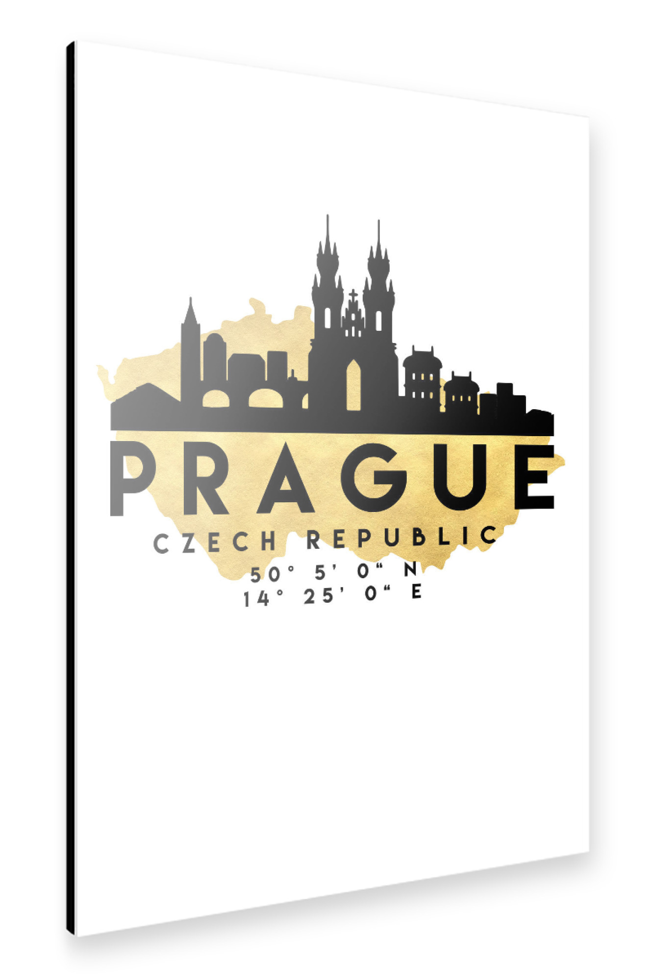 Alu-Dibond "PRAGUE CZECH SKYLINE MAP ART" 30x20 cm artboxONE