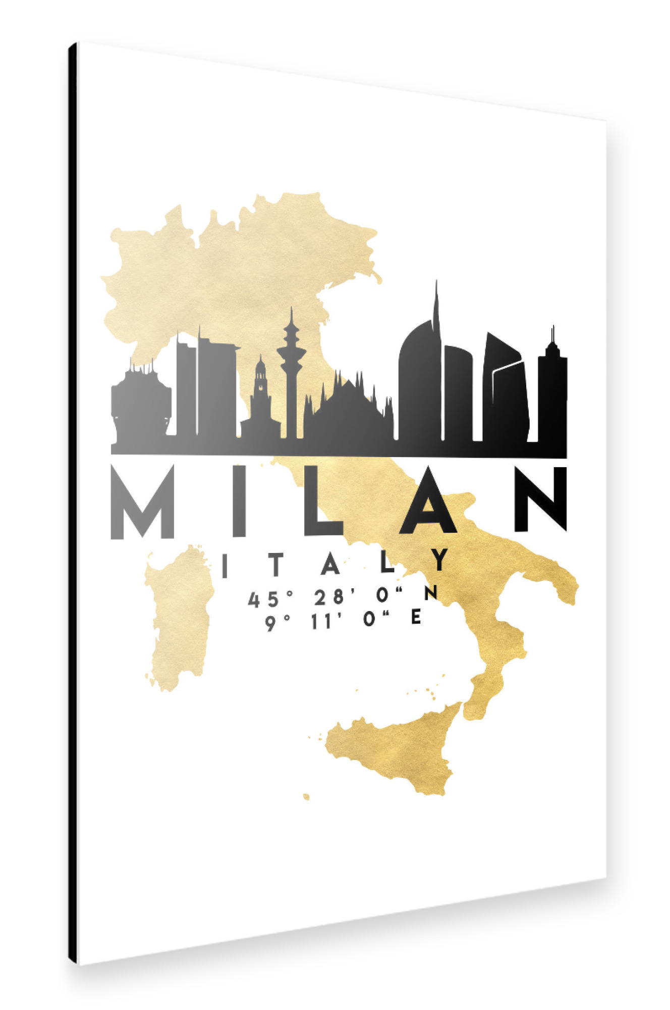 Alu-Dibond "MILAN ITALY SKYLINE MAP ART" 30x20 cm artboxONE