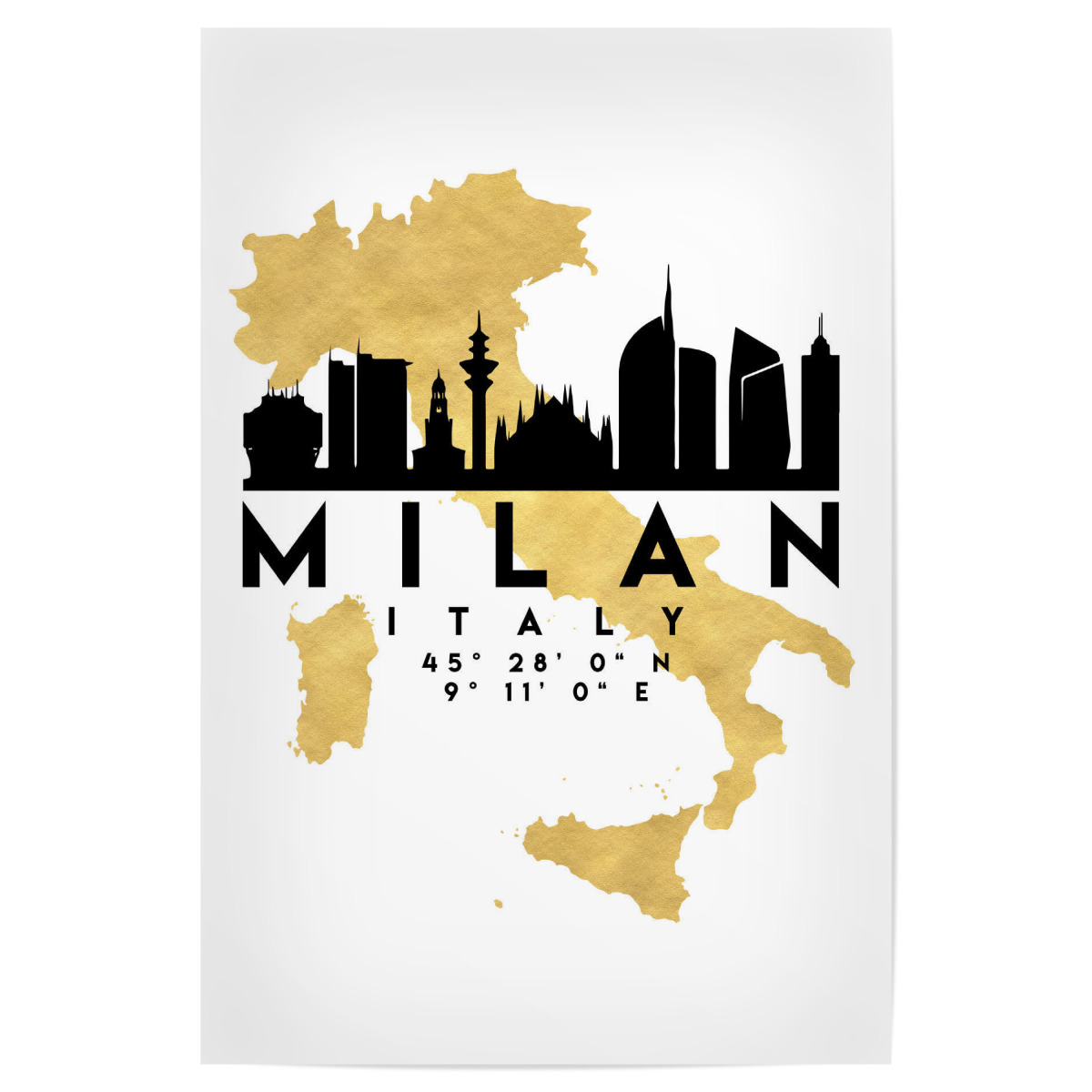 MILAN ITALY SKYLINE MAP ART als Poster bei artboxONE kaufen