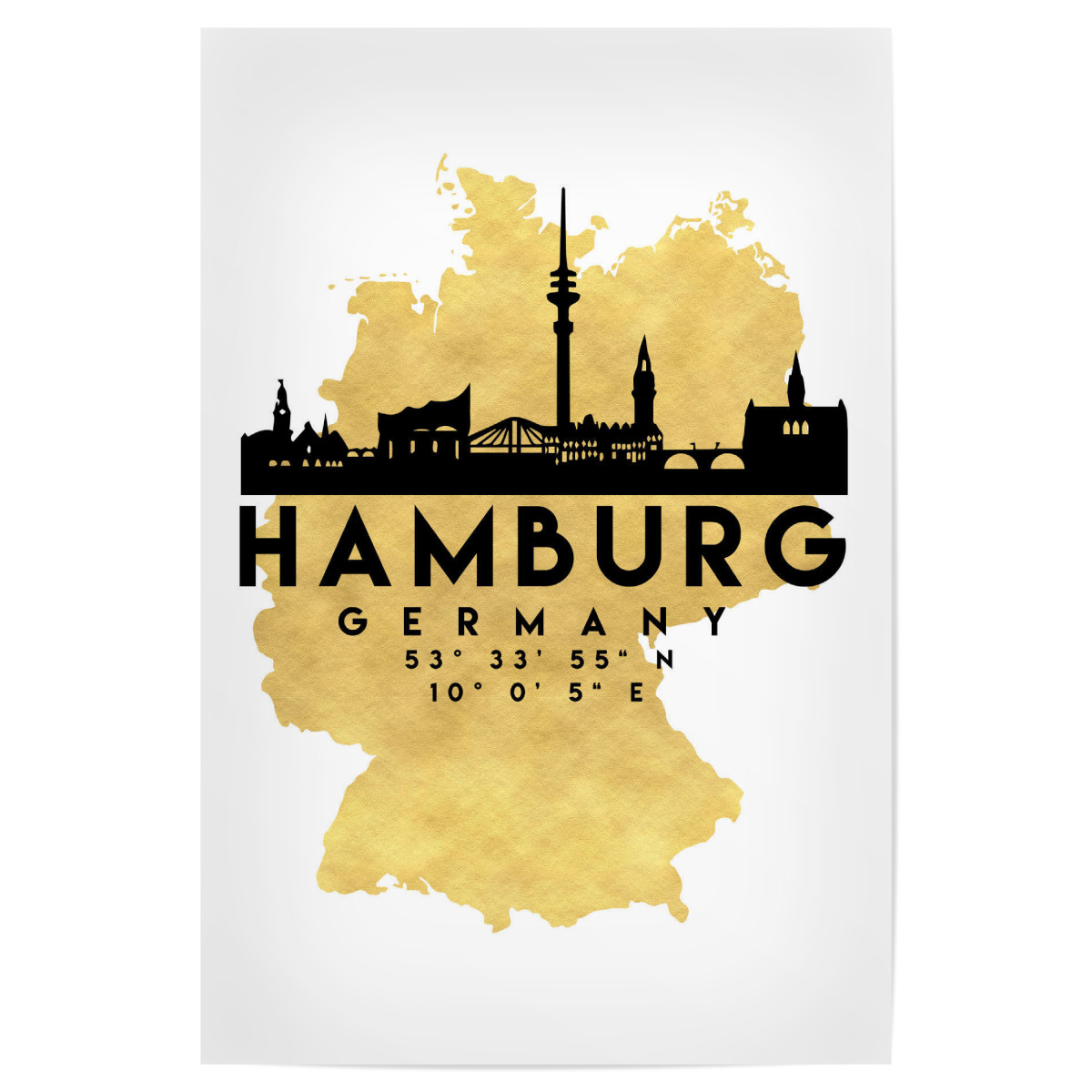  HAMBURG  GERMANY SKYLINE MAP ART als Poster  bei artboxONE 