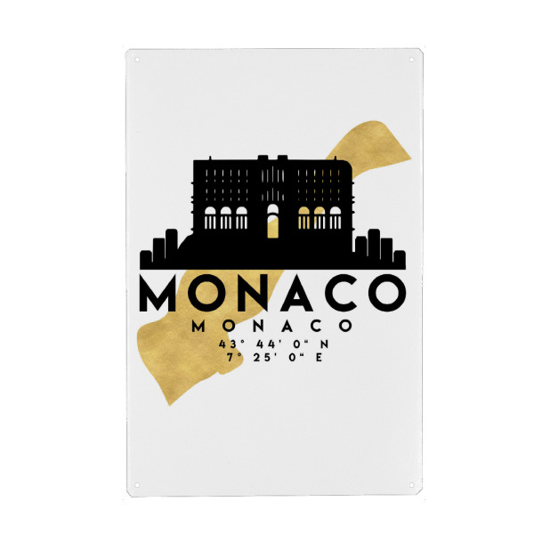 Metall Poster "MONACO SKYLINE MAP ART" artboxONE - Städte,Reise,Kartografie