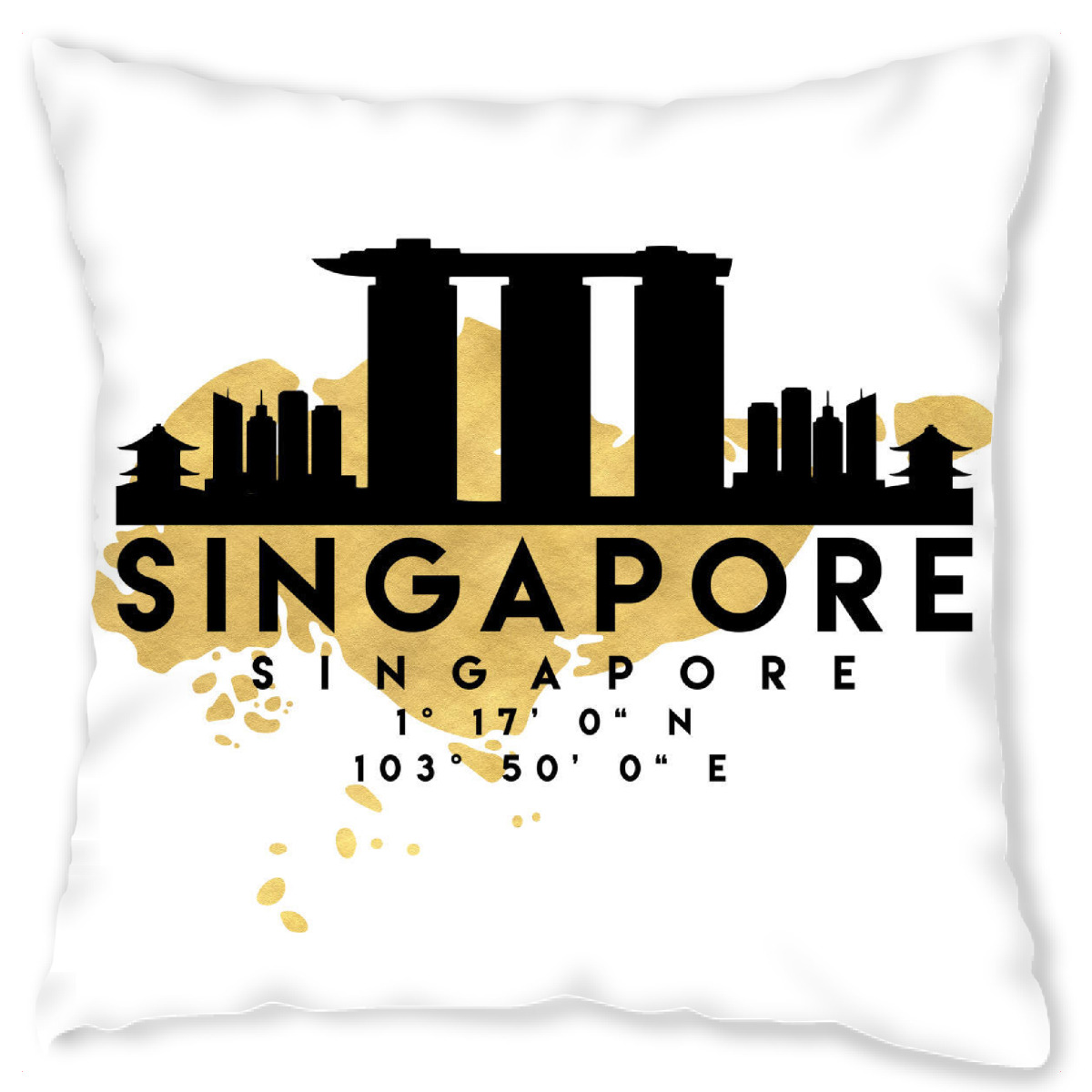 Design-Kissen "SINGAPORE SKYLINE MAP ART" artboxONE - Stߤdte,Reise,Stߤdte / Singapur,Kartografie