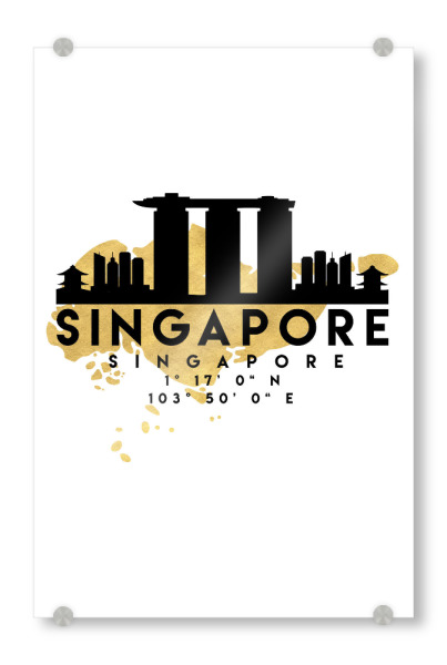 Acrylglasbild "SINGAPORE SKYLINE MAP ART" artboxONE - Städte,Reise,Städte / Singapur,Kartografie