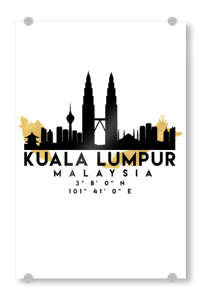 Acrylglasbild "KUALA LUMPUR MALAYSIA SKYLINE MAP" artboxONE - Städte,Reise,Kartografie