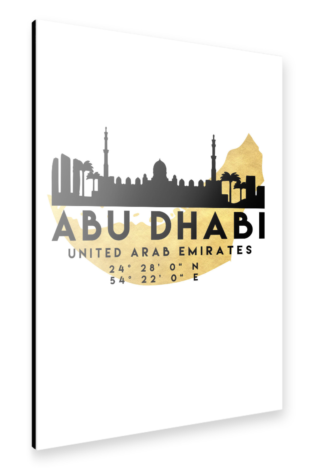 Alu-Dibond "ABU DHABI UAE SKYLINE MAP ART" 30x20 cm artboxONE