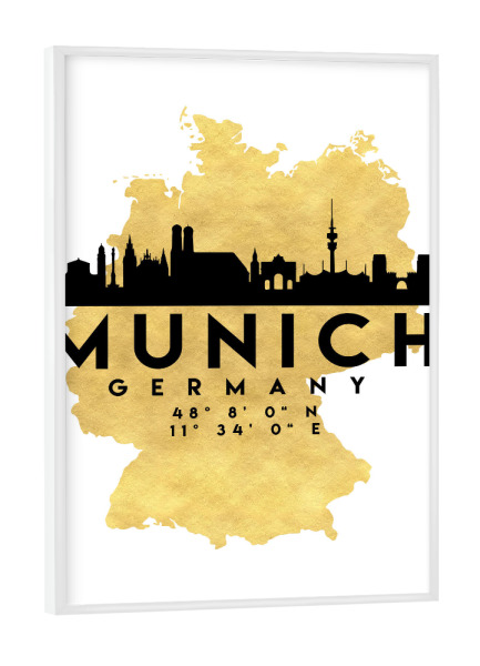 Poster mit weißem Rahmen "MUNICH GERMANY STREET MAP ART 2" artboxONE - Städte,Städte / München,Reise,Kartografie