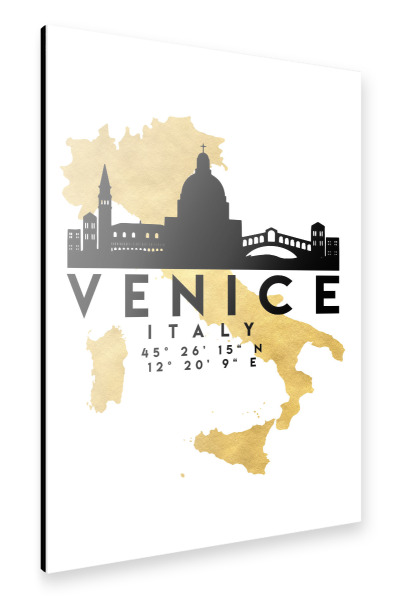 Alu-Dibond "VENICE ITALY SKYLINE MAP ART" 30x20 cm artboxONE