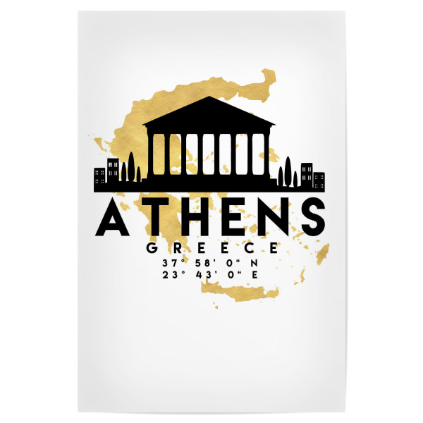 Poster 30x20 cm "ATHENS GREECE SKYLINE MAP ART" artboxONE - Städte,Reise,Kartografie