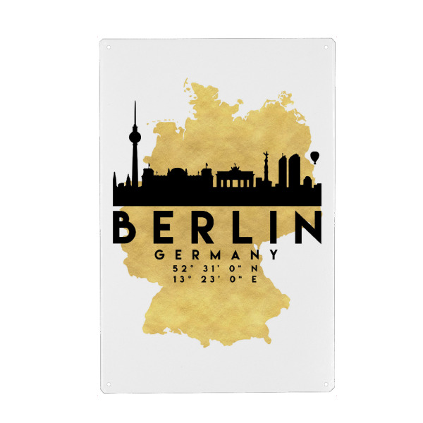 Metall Poster "BERLIN GERMANY SKYLINE MAP ART" artboxONE - Städte,Städte / Berlin,Reise,Kartografie