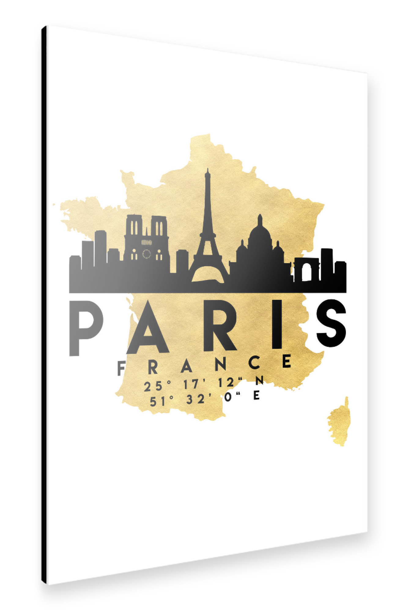 Alu-Dibond "PARIS FRANCE SKYLINE MAP ART" 75x50 cm artboxONE