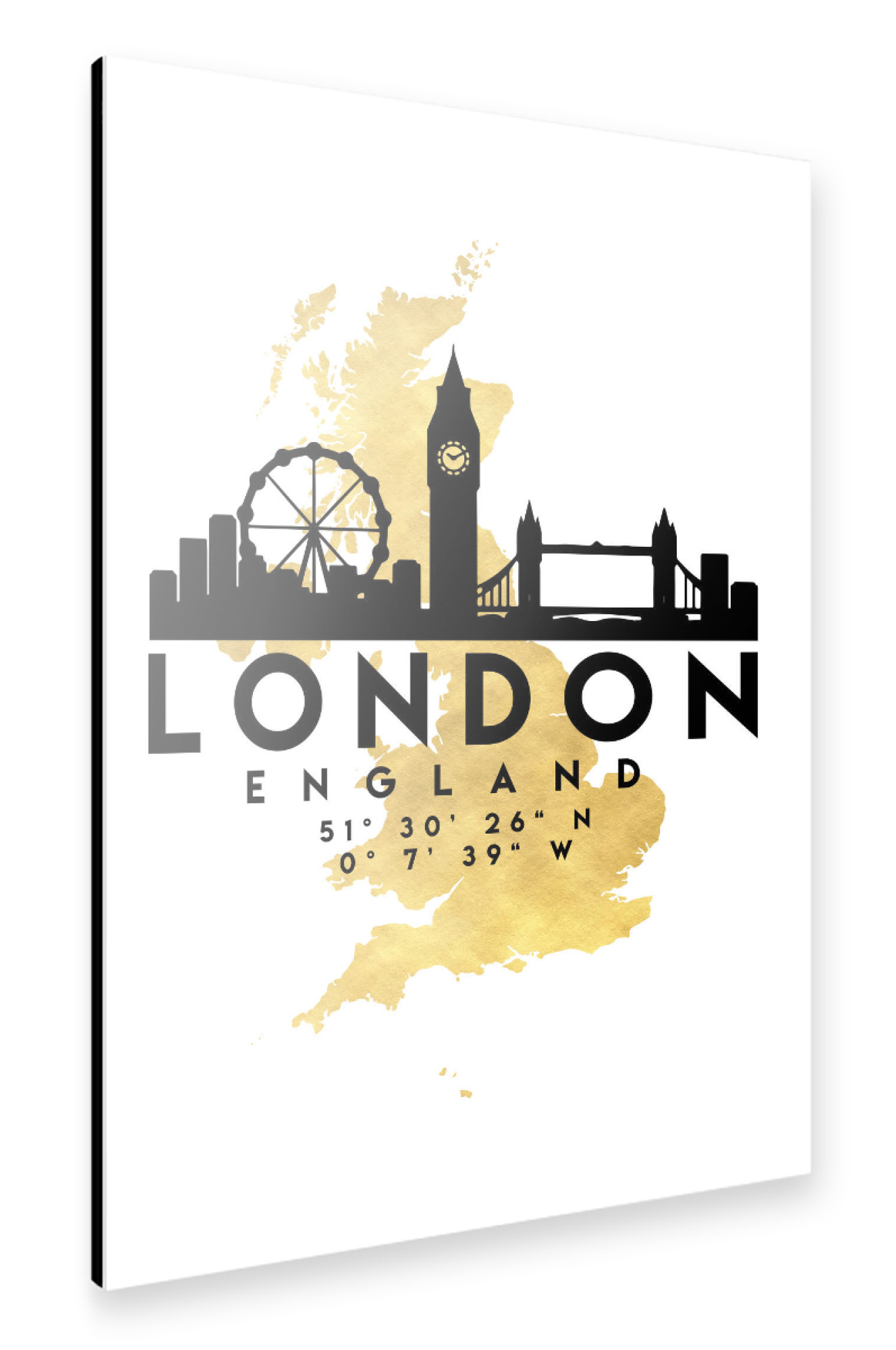 Alu-Dibond "LONDON ENGLAND SKYLINE MAP ART" 30x20 cm artboxONE