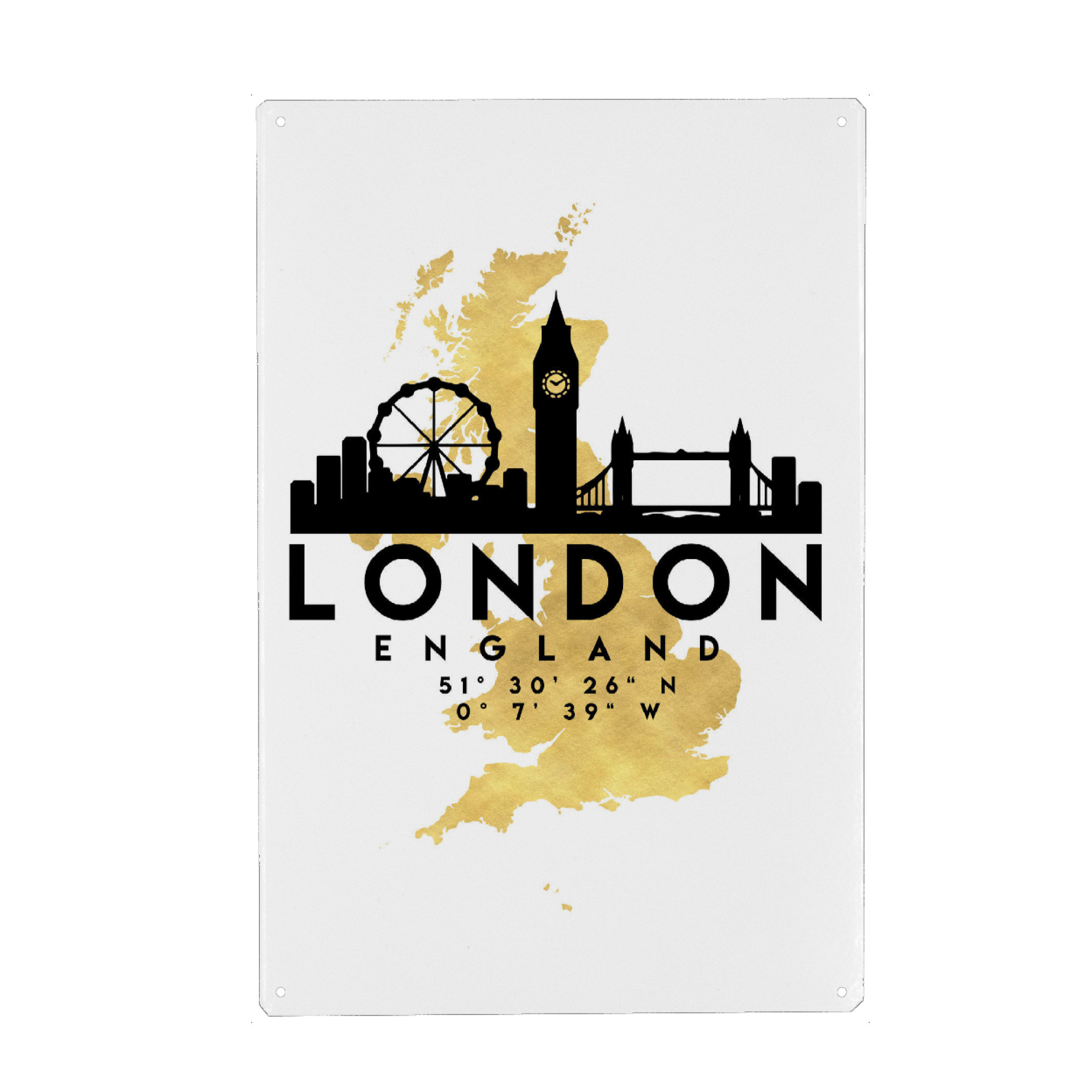 Metall Poster "LONDON ENGLAND SKYLINE MAP ART" artboxONE - Städte,Städte / London,Reise,Kartografie