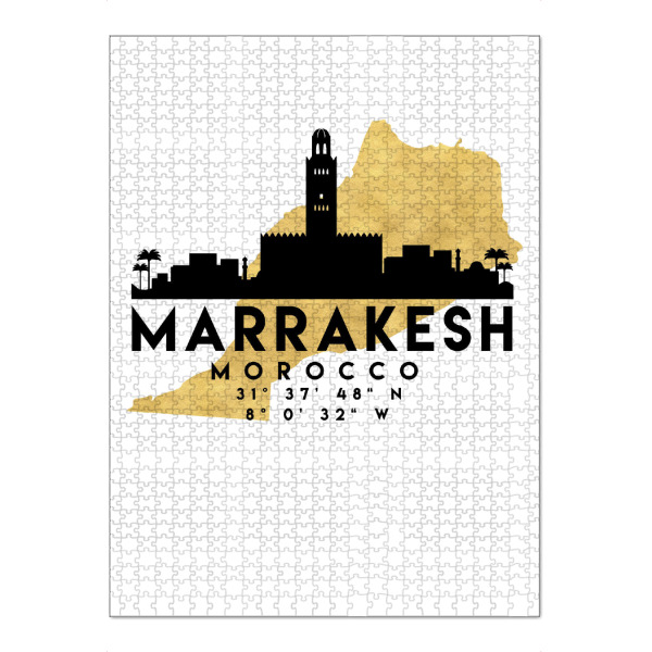 Puzzle Ravensburger "MARRAKESH MOROCCO SKYLINE MAP ART" artboxONE - Städte,Reise,Kartografie