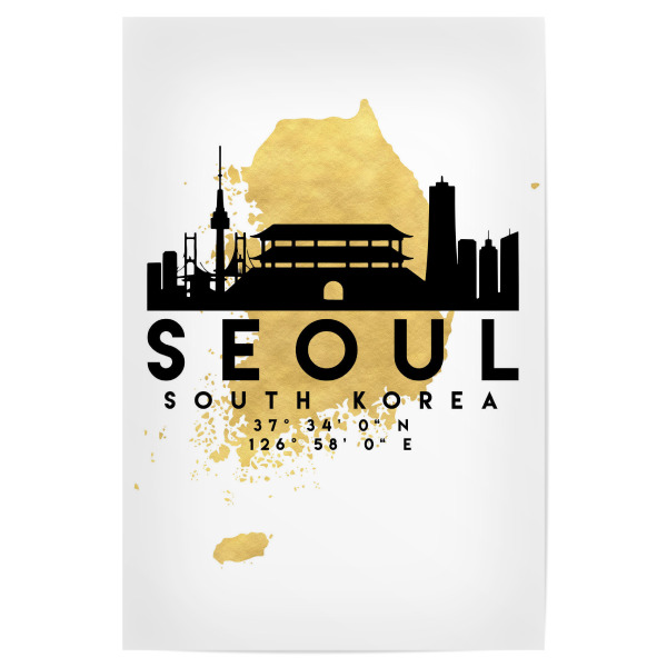 Poster "SEOUL SOUTH KOREA SKYLINE MAP ART" artboxONE - Städte,Reise,Kartografie