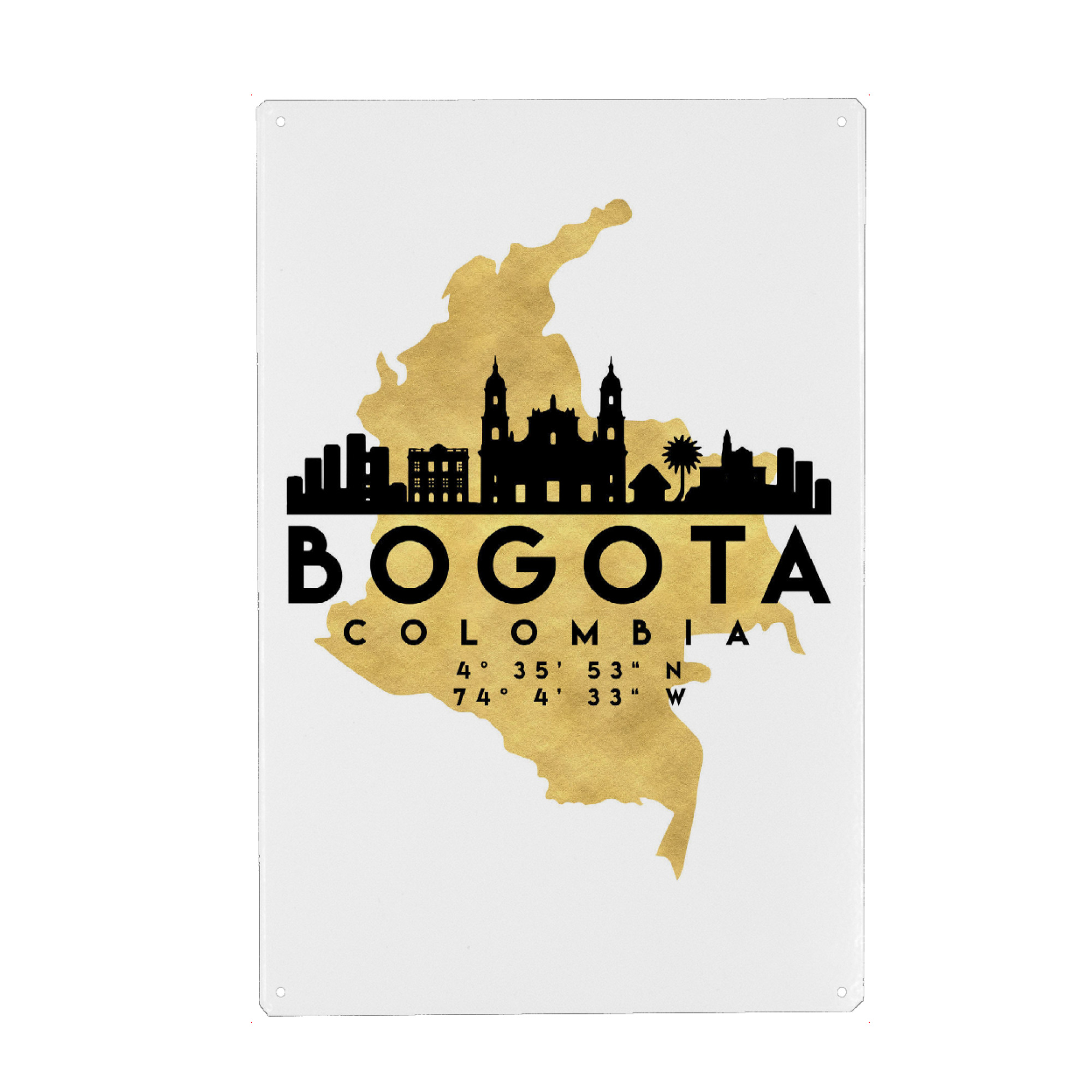 Metall Poster "BOGOTA COLOMBIA SKYLINE MAP ART" artboxONE - Städte,Reise,Kartografie