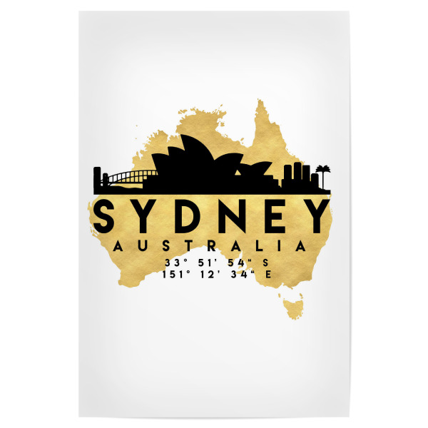 Poster 30x20 cm "SYDNEY AUSTRALIA SKYLINE MAP ART" artboxONE - Städte,Reise,Städte / Sydney,Kartografie