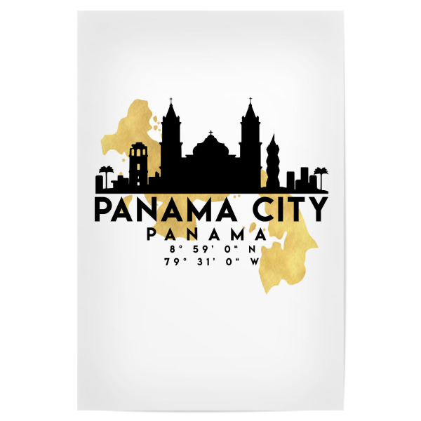 Poster "PANAMA CITY SKYLINE MAP ART" artboxONE - Städte,Reise,Kartografie