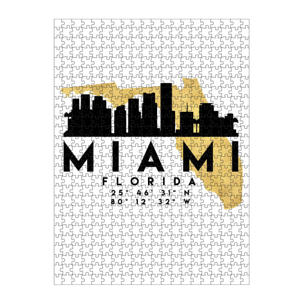 Puzzle Ravensburger "MIAMI FLORIDA SKYLINE MAP ART" artboxONE - Städte,Reise,Kartografie