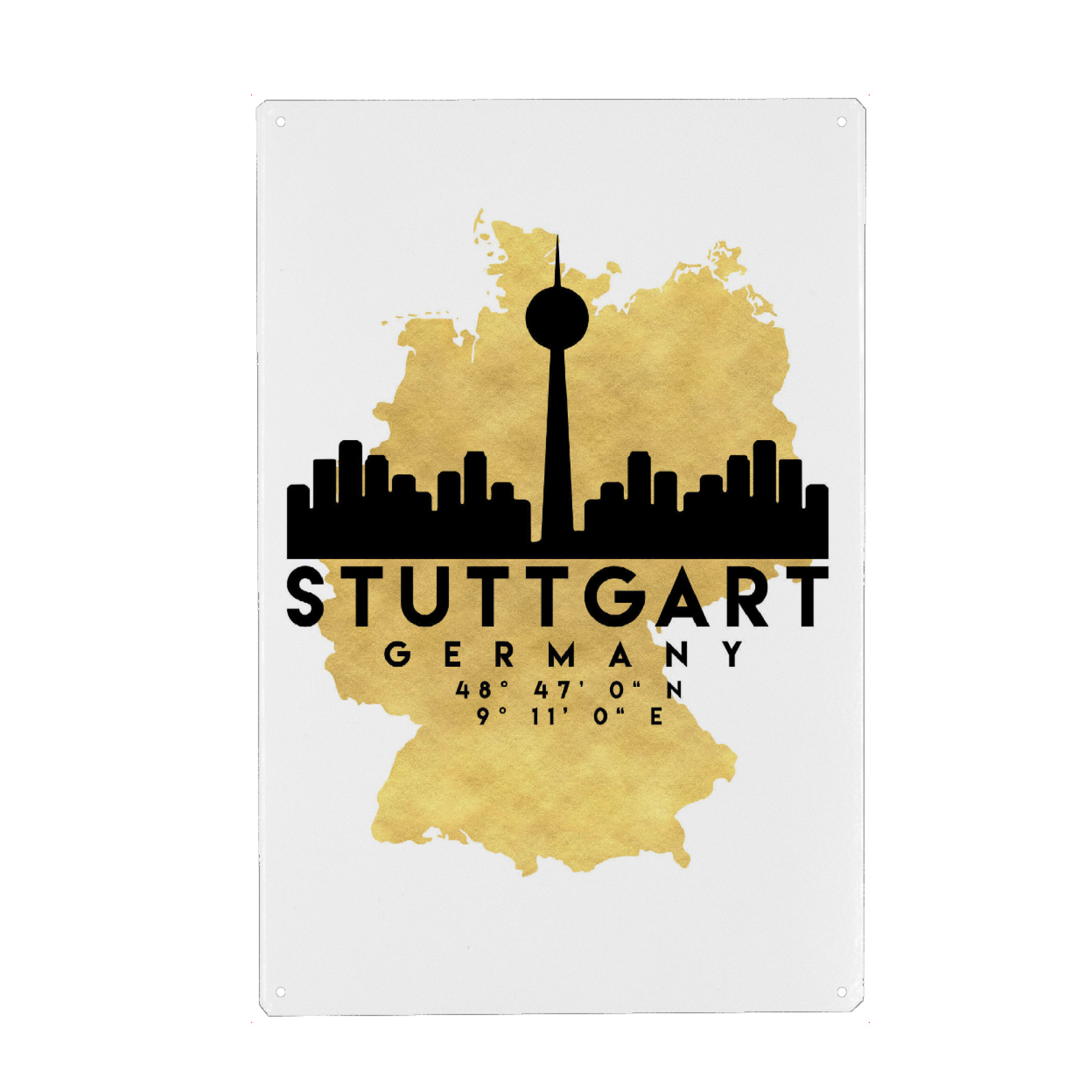 Holzbild "STUTTGART GERMANY SKYLINE MAP ART" artboxONE - Städte,Reise,Städte / Stuttgart,Kartografie