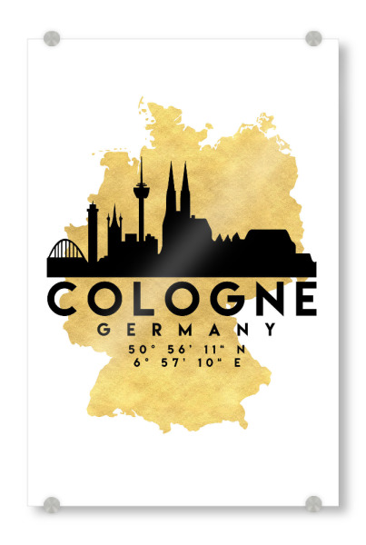 Acrylglasbild "COLOGNE GERMANY SKYLINE MAP ART" artboxONE - Städte,Städte / Köln,Reise,Kartografie