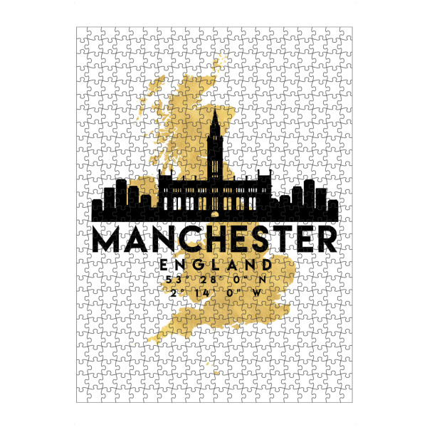 Puzzle Ravensburger "MANCHESTER ENGLAND SKYLINE MAP ART" artboxONE - Städte,Reise,Kartografie