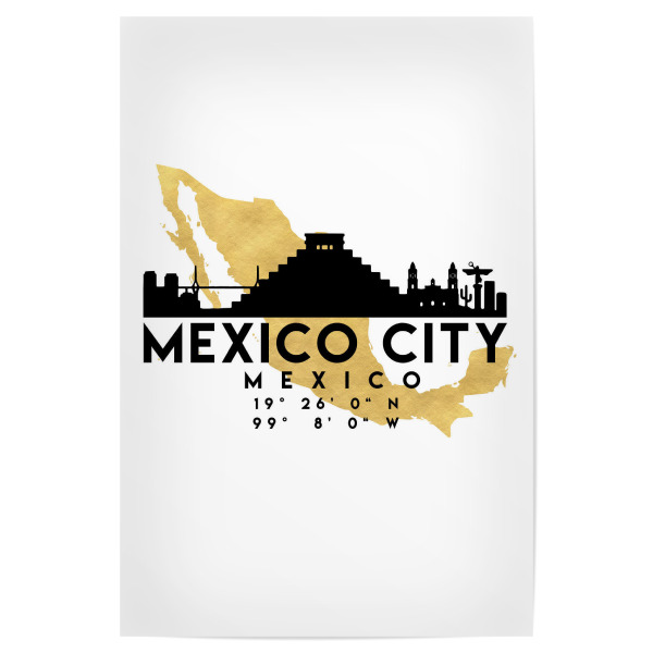 Poster "MEXICO CITY SKYLINE MAP ART" artboxONE - Städte,Reise,Kartografie