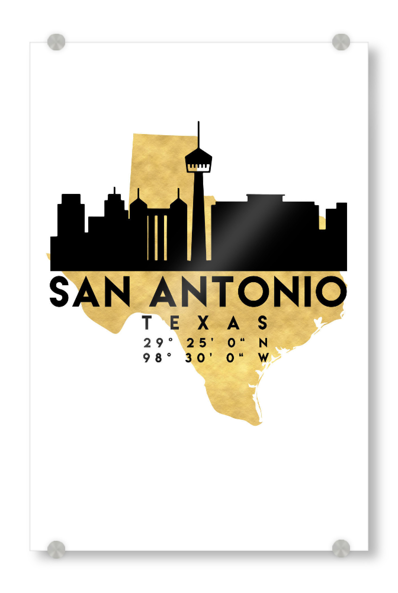 Acrylglasbild "SAN ANTONIO TEXAS SKYLINE MAP" artboxONE - Städte,Reise,Kartografie